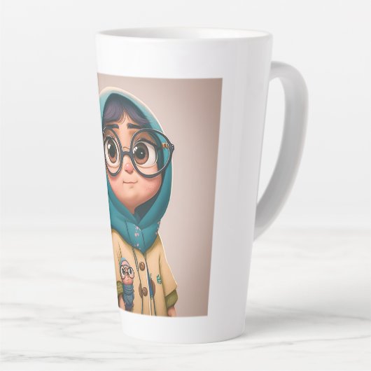 Hijab Girl Latte Tasse (Rechte Ecke)