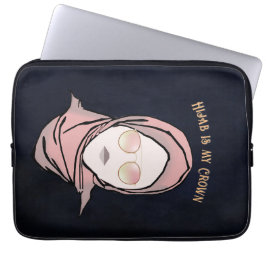 Hijab ist meine Krone Illustration Black Brown Gol Laptopschutzhülle