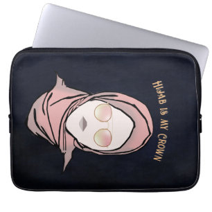 Hijab ist meine Krone Illustration Black Brown Gol Laptopschutzhülle