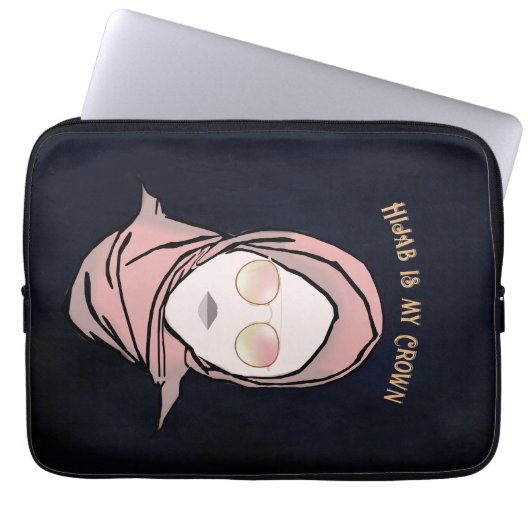 Hijab ist meine Krone Illustration Black Brown Gol Laptopschutzhülle (Vorderseite)