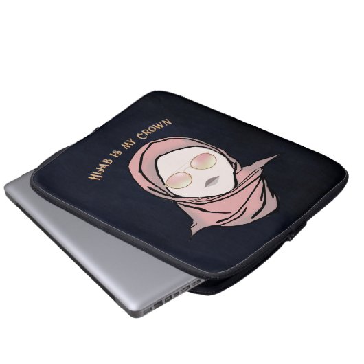 Hijab ist meine Krone Illustration Black Brown Gol Laptopschutzhülle (Vorne Knopf)