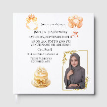Hijabi 18. Geburtstagsfoto-Gästebuch | Gold & Blum