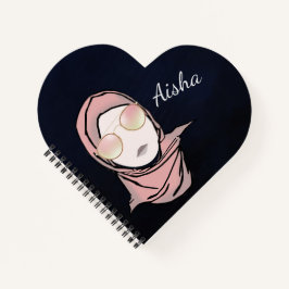 Hijabi Illustration | Anpassbare Herz geformt Notizblock