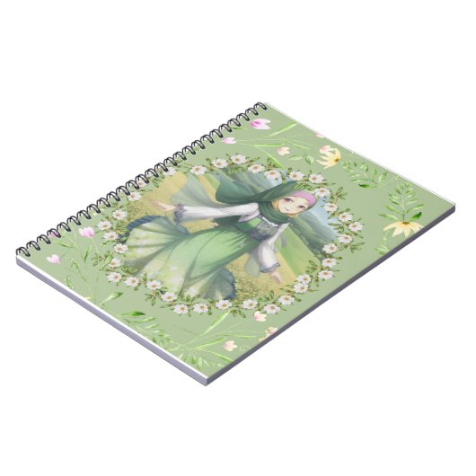 Hijabi-Mädchen im Frühling Notizblock (Linke Seite)