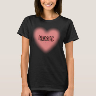 HIJABI Süßes rosa Herz-Hidschab-Design T-Shirt