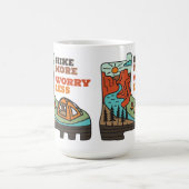 Hike More Worry Less Funny Camping Mug Kaffeetasse (Mittel)