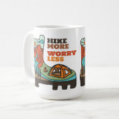 Hike More Worry Less Funny Camping Mug Kaffeetasse (Vorderseite Links)