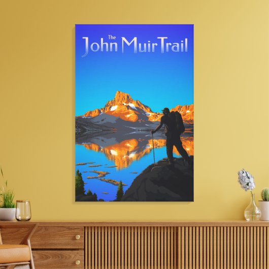 Hiker and Banner Peak - John Muir Trail - Logo Leinwanddruck (Insitu (Wohnzimmer))