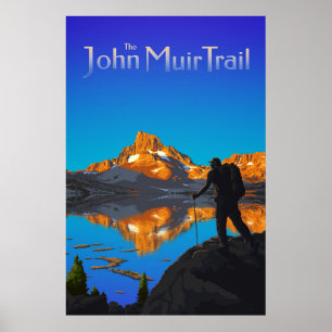 Hiker and Banner Peak - John Muir Trail - Logo Poster