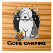 Hiker Camper Old English Sheepdog Hund Grau 1 Fliese (Vorderseite)
