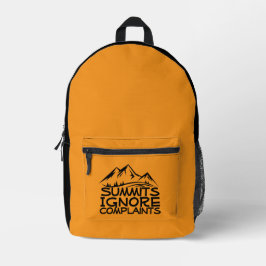 Hiker camping humor black orange bedruckter rucksack