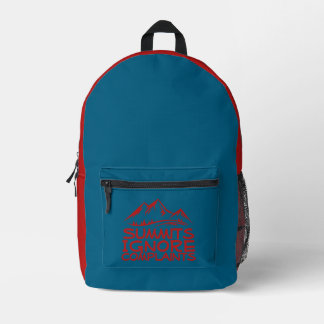Hiker camping humor blue red bedruckter rucksack