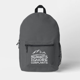 Hiker camping humor gray white bedruckter rucksack