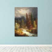 Hiker neben einem Torrential River (durch Achenbac Leinwanddruck (Insitu (Holzboden))