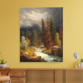 Hiker neben einem Torrential River (durch Achenbac Leinwanddruck (Insitu (Wohnzimmer))