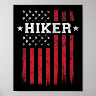 Hiker Proud American Flag Usa Patriot Patriotic Hi Poster