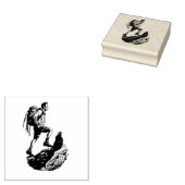 Hiker Scailing The Edge Of A Steep Mountain Gummistempel (Stempel)