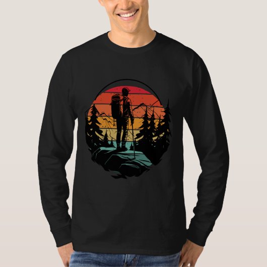 Hiker sunset retro T-Shirt (Vorderseite)