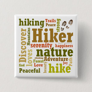Hiker Wander Word Cloud Square Button