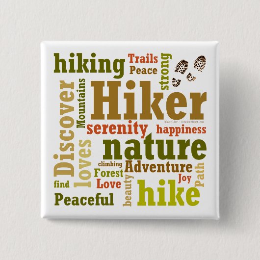 Hiker Wander Word Cloud Square Button (Vorderseite)
