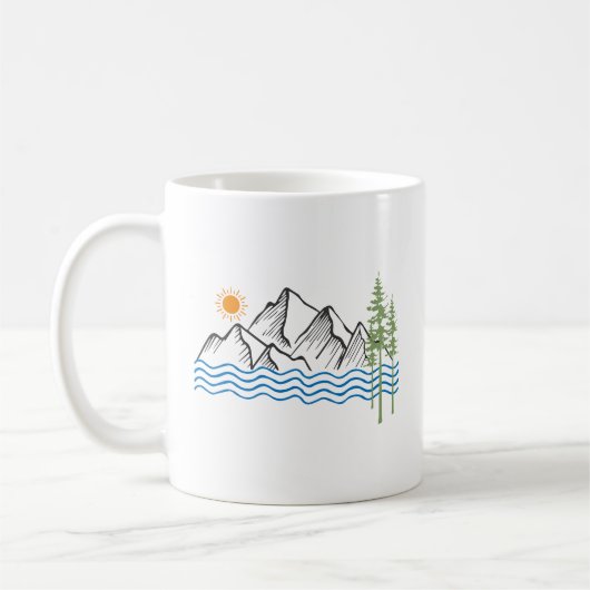 hiking and camping in mountains graphic kaffeetasse (Links)