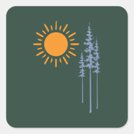 Hiking between trees graphic quadratischer aufkleber