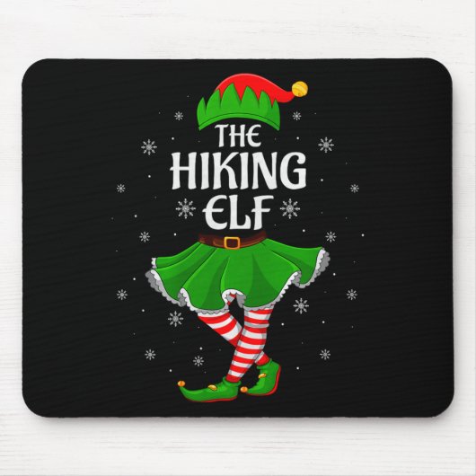 Hiking Elf Christmas Family Girls Women Elf Squad Mousepad (Vorne)