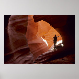 Hiking in the Corkscrew section of Antelope Poster