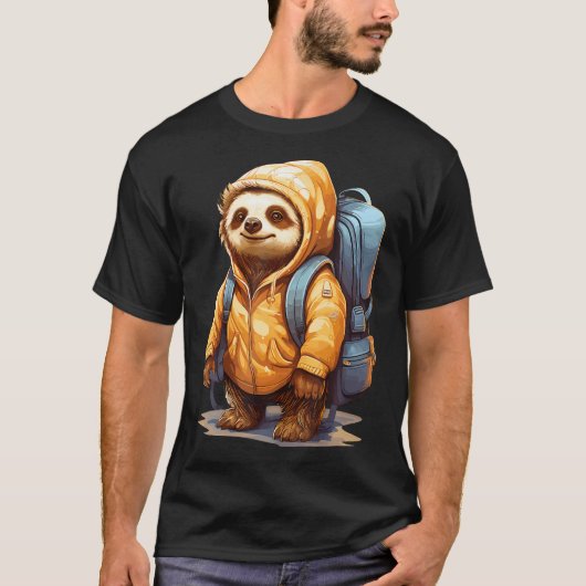Hiking Sloth Landscape T-Shirt (Vorderseite)