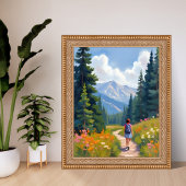 Hiking Trail Mountain Nature Landscape Watercolor Poster