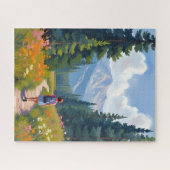 Hiking Trail Mountain Nature Landscape Watercolor Puzzle (Horizontal)