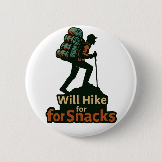 Hiking with Snacks – Fun DateOutdoor Design Button (Vorderseite)