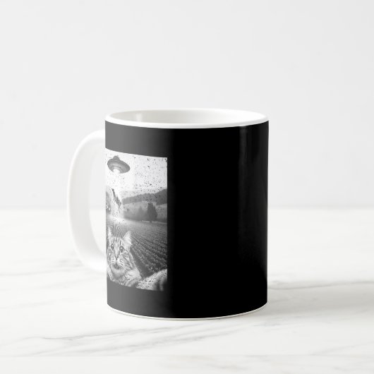 Hilarious Cat Selfie Ufo Cow Abduction Alien Meme Kaffeetasse (Vorderseite Links)