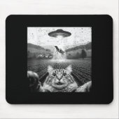 Hilarious Cat Selfie Ufo Cow Abduction Alien Meme Mousepad (Vorne)