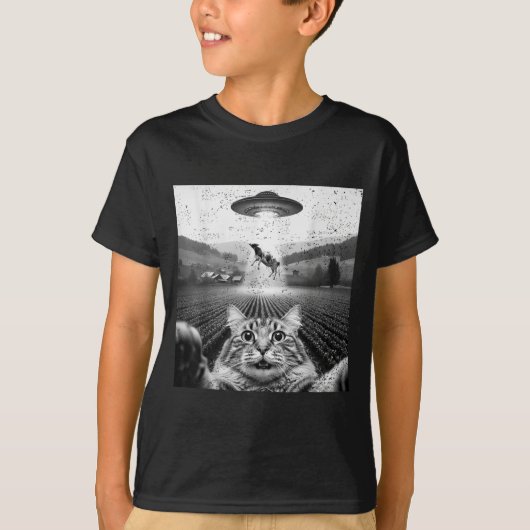 Hilarious Cat Selfie Ufo Cow Abduction Alien Meme  T-Shirt (Vorderseite)