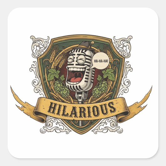 Hilarious Comedy T-Shirt Quadratischer Aufkleber (Vorderseite)