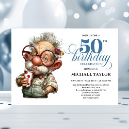 Hilarious Man Turning 50 Milestone Party Invite Einladung