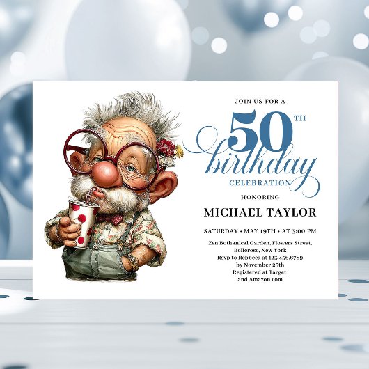Hilarious Man Turning 50 Milestone Party Invite Einladung