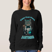 Hilarious Purrfect Cat Bartender in a Tuxedo Serve Sweatshirt (Vorderseite)