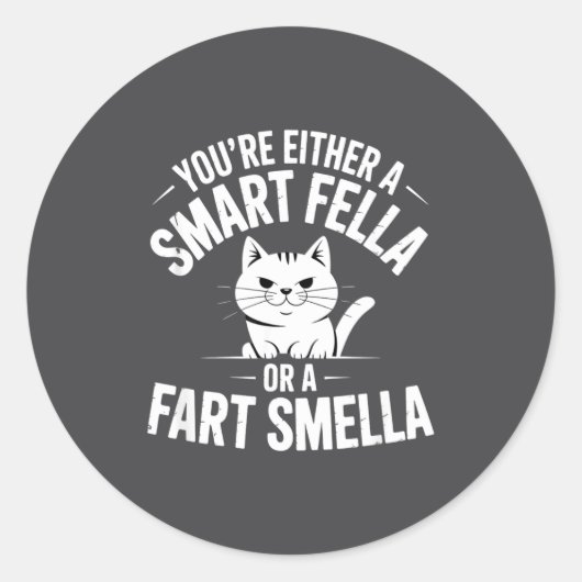 Hilarious Smella Cat Smart Fart Humor Spoonerism F Runder Aufkleber (Vorderseite)