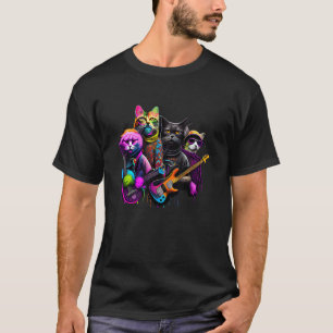 Hilarische Rockstar-Katzenband. Lustige Katze Rock T-Shirt