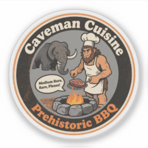 Hilarischer prähistorischer BBQ-Spaß Aufkleber