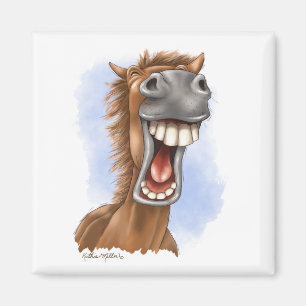 Hilarisches Lachendes Pferd Cartoon Magnet