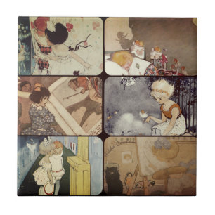 Hilda Collage Cowham Vintage-Illustration Fliese