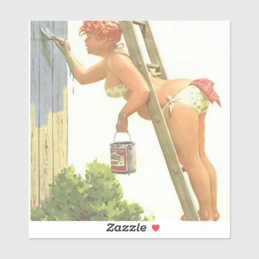 HILDA CURVY BIKINI AUF LADDER BIG DECAL STICKER (Blatt)