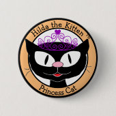 Hilda the Kitten™ Princess Cat (Black Cartoon Cat) Button (Vorderseite)