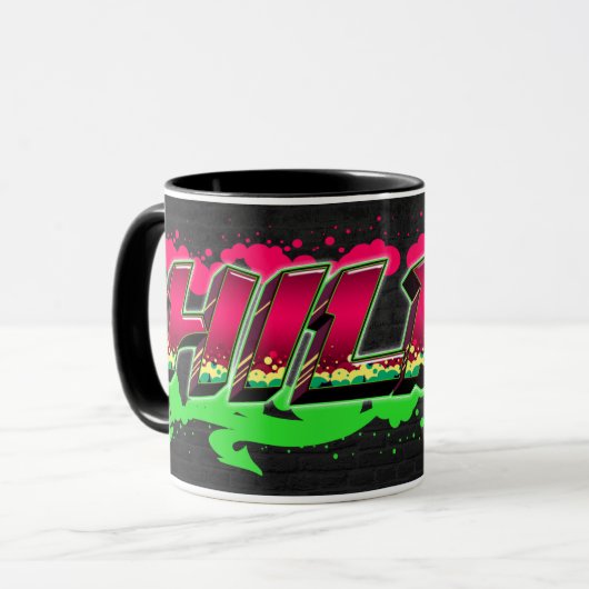 Hilde Vorname Name Graffiti red green Tasse (Vorderseite Links)
