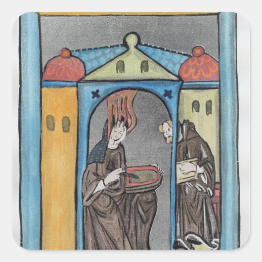 Hildegard von Bingen Quadratischer Aufkleber (Vorderseite)