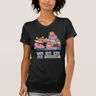 Hilf dir selbst, Girly Fox isst Kuchen Funny Black T-Shirt