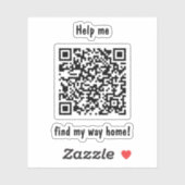 Hilfe bei der Suche nach Zuhause QR-Code-Aufkleber Aufkleber (Blatt)